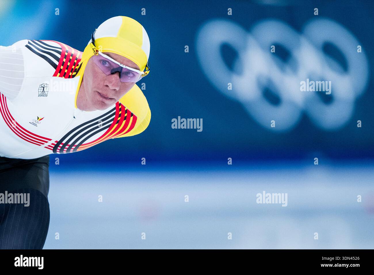 Mailand, Italien. Februar 2026. Der belgische Eiskunstläufer Bart schwingt in Aktion beim 5000-m-Eislauf der Männer bei den Olympischen Winterspielen in 2026 Mailand 2026 in Mailand, Italien. Die XXV. Olympischen Winterspiele finden vom 6. Bis 22. Februar 2026 in Italien statt. BELGA FOTO JASPER JACOBS Credit: Belga News Agency/Alamy Live News Stockfoto