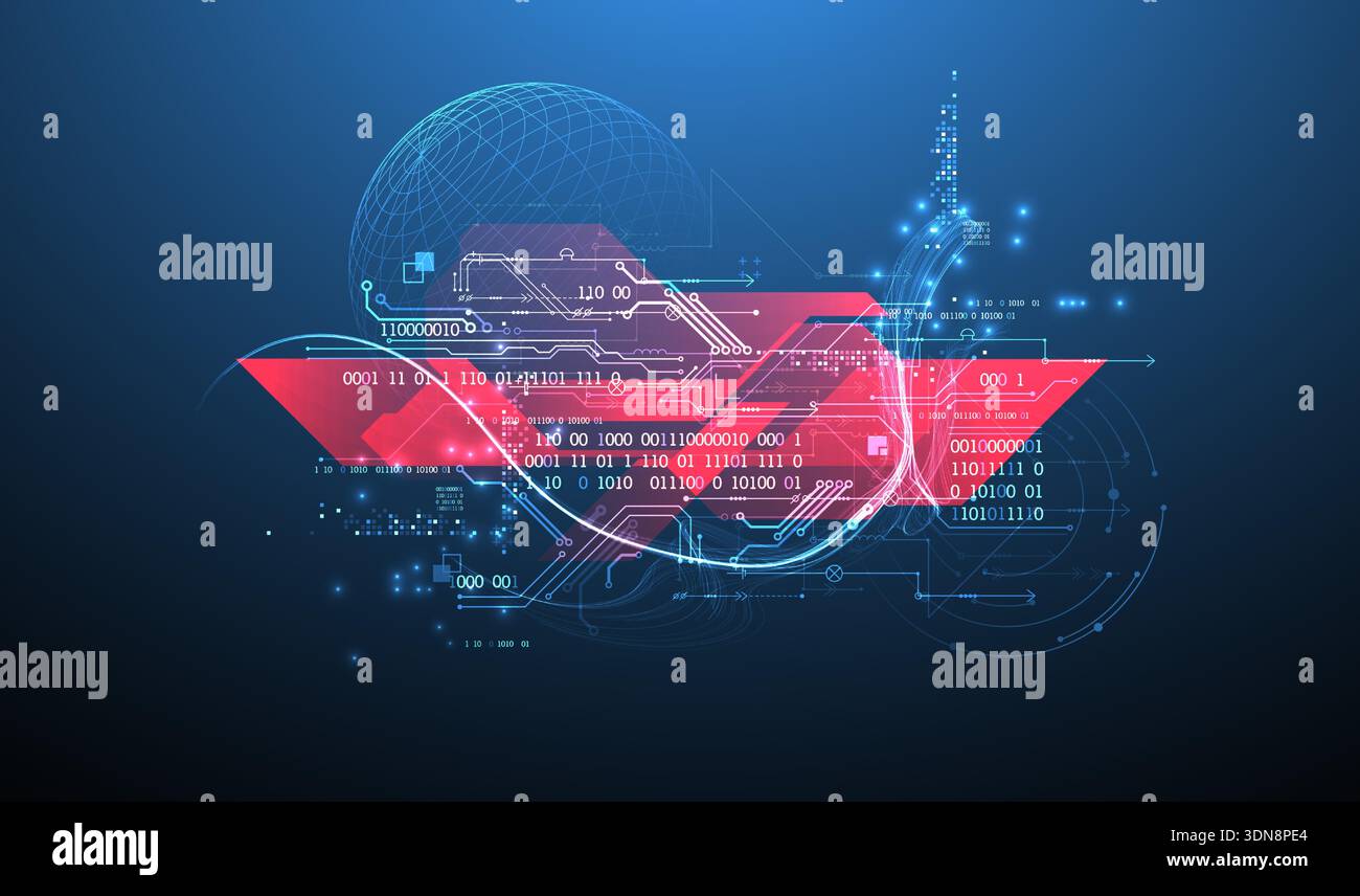 Abstraktes Datentechnologiekonzept. Vektorillustration des Kugelthemas. Stock Vektor