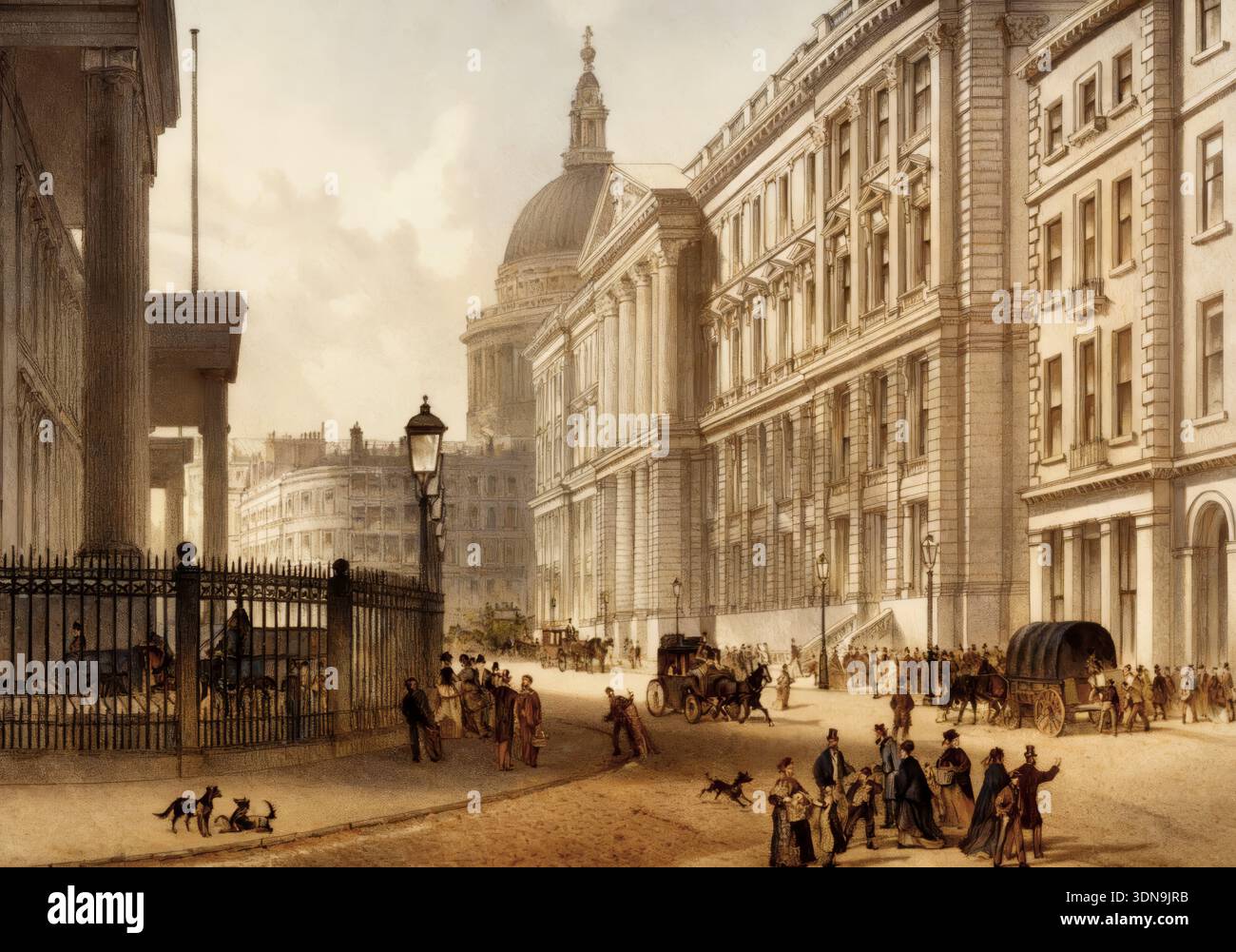 Das Hauptquartier der General Post Office in St. Martin's Le Grand, 1820er Jahre, City of London, England, Europa Stockfoto