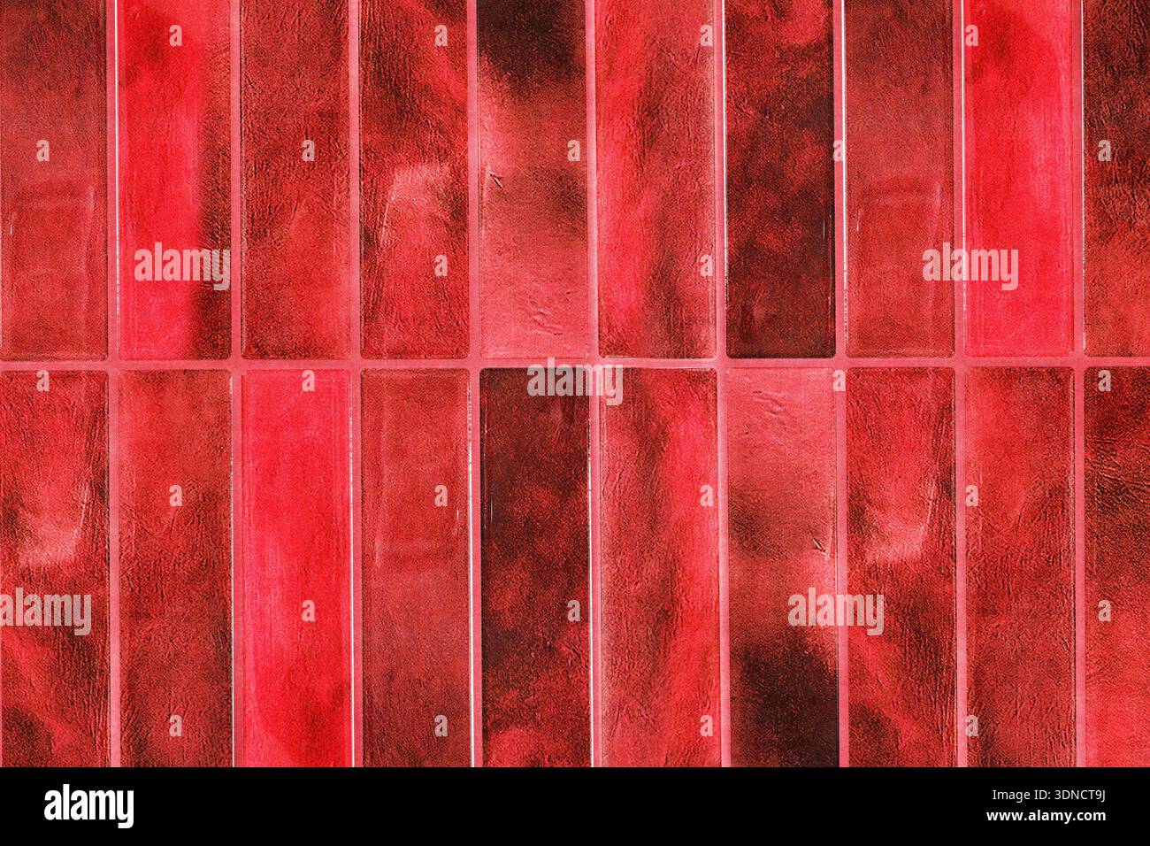 Rot glasierte Keramikfliesen als Hintergrund Stockfoto