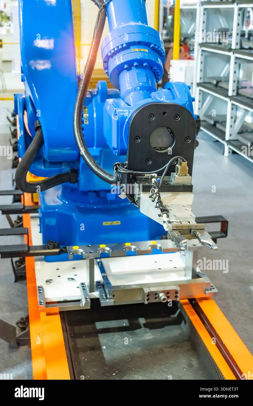Automatischer Armmanipulator, Fertigung, Engineering, futuristisch, Ai, Technologiekonzept Stockfoto