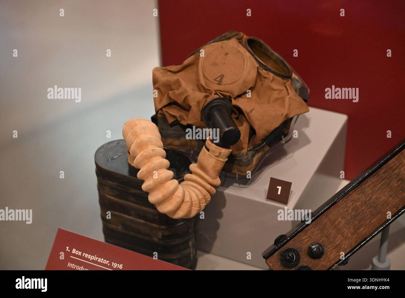 Box Respirator, 1916 - National Army Museum - London Konzept chemische Kriegsgeschichte Stockfoto