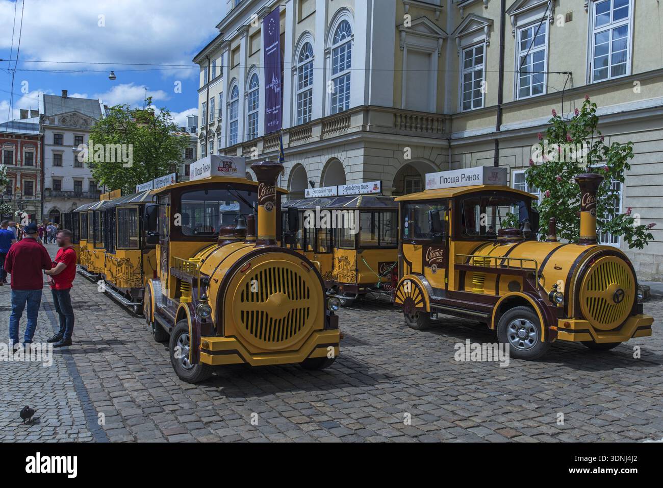 Eisenbahnen für Besichtigungstouren für Touristen, Lemberg, Ukraine Stockfoto