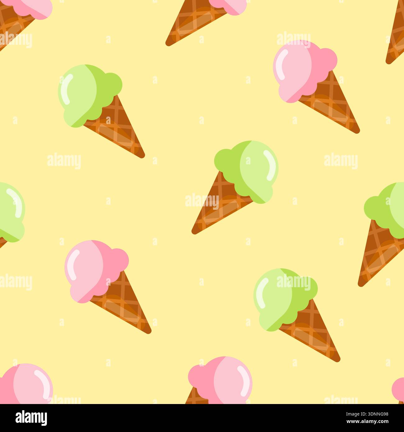Pastell Ice Cream Cone Seamless Pattern Stock Vektor