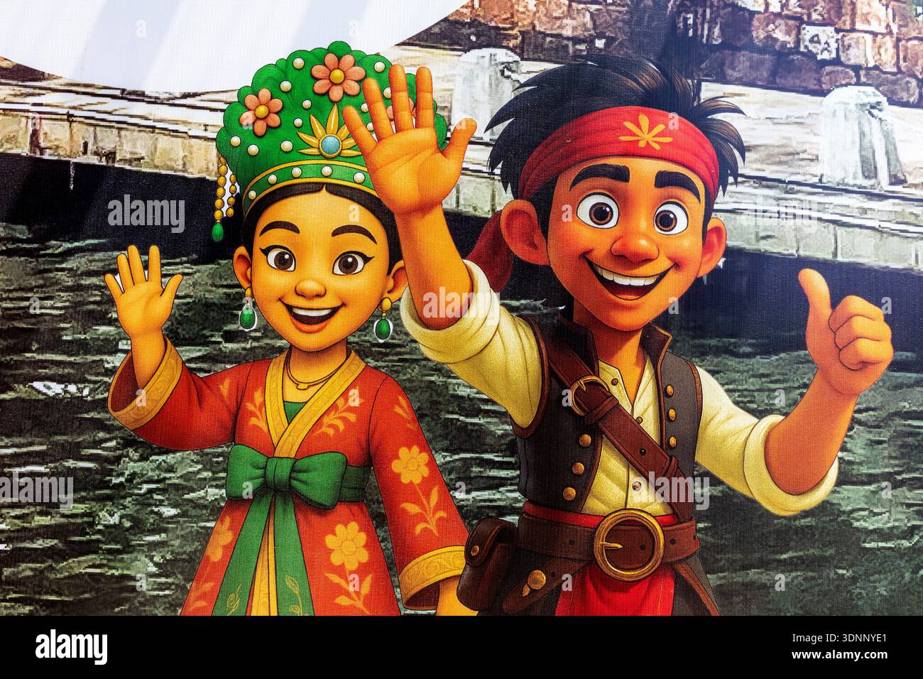 Malaysische Zeichentrickfiguren Malaysia Stockfoto