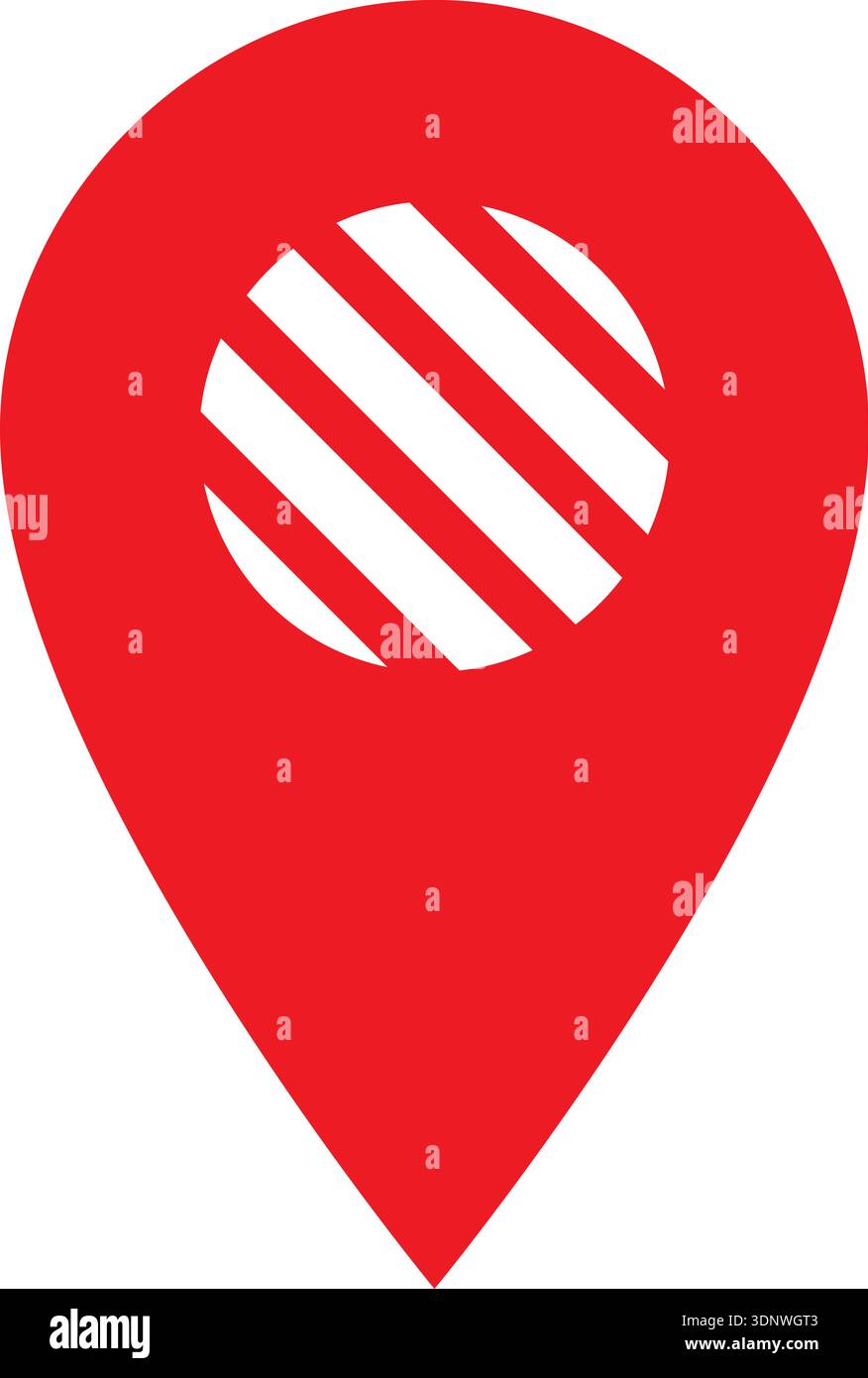 Roter minimalistischer MAP-Positionsmarker mit diagonalem Streifenmuster, isoliert auf transparentem Hintergrund Stock Vektor