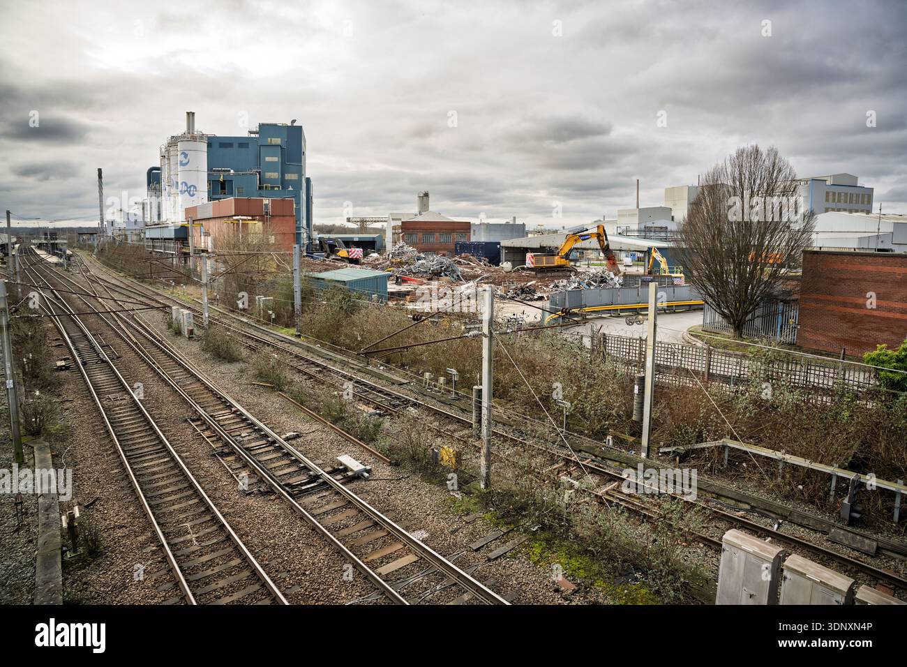 Ehemalige Unilever-Seifenfabrik am Warrington Bank Quay, die für eine mögliche Northern Powerhouse Rail neue Warrington Bank Quay Station abgerissen wurde. Stockfoto
