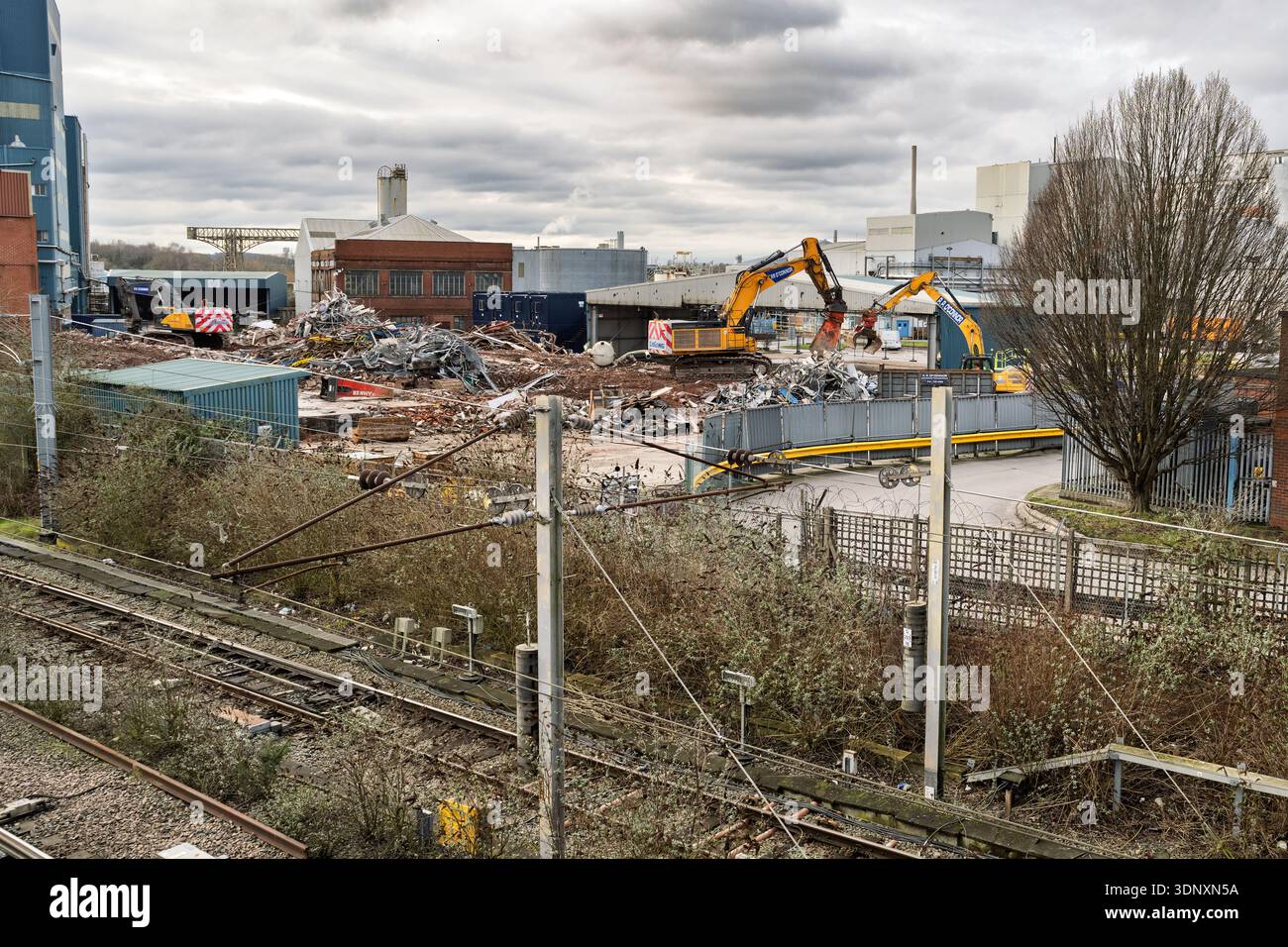 Ehemalige Unilever-Seifenfabrik am Warrington Bank Quay, die für eine mögliche Northern Powerhouse Rail neue Warrington Bank Quay Station abgerissen wurde. Stockfoto