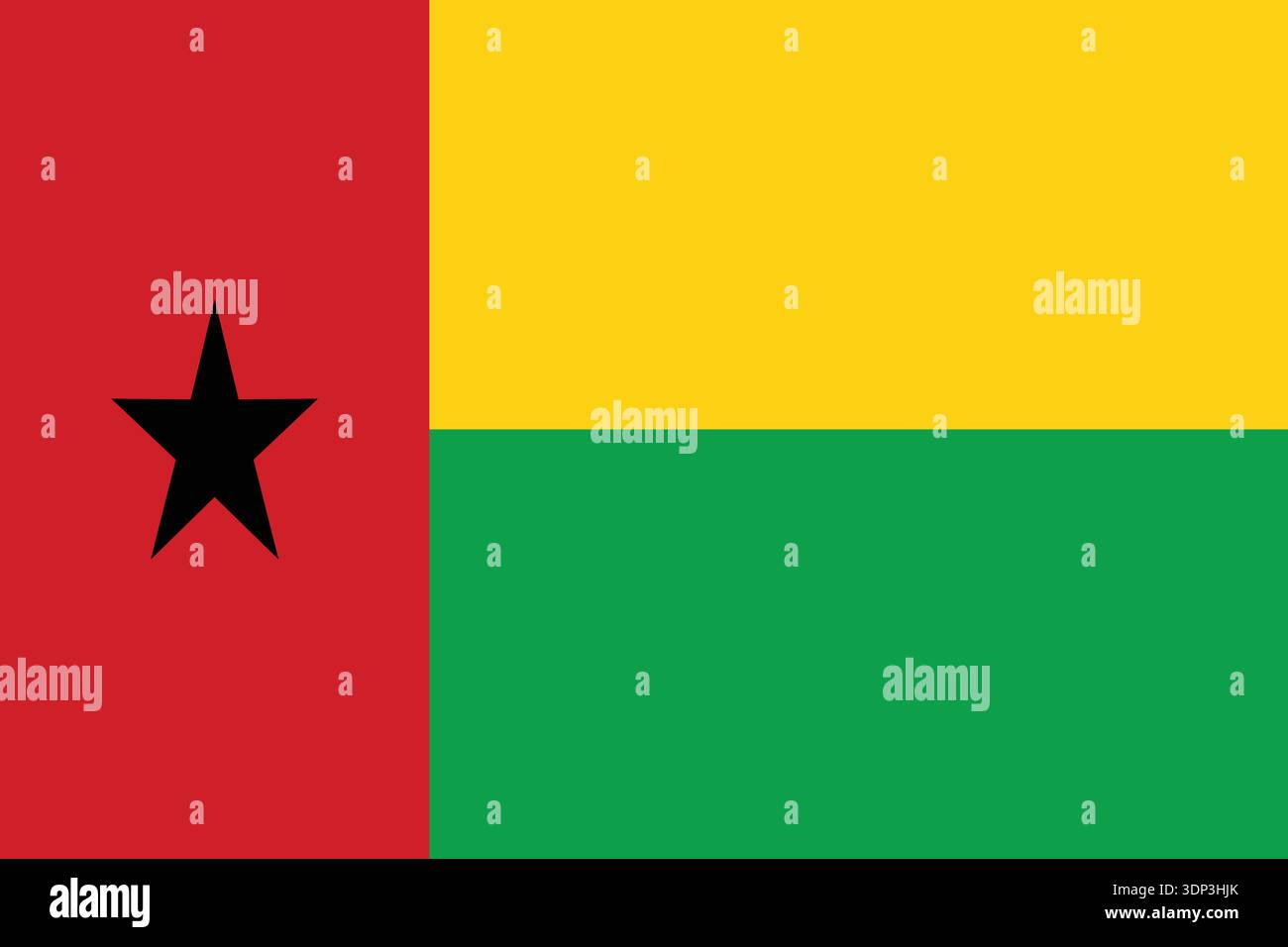 Flache Vektor-Illustration der Nationalflagge Guinea-bissau. Geeignet für pädagogische und redaktionelle Zwecke. Stock Vektor