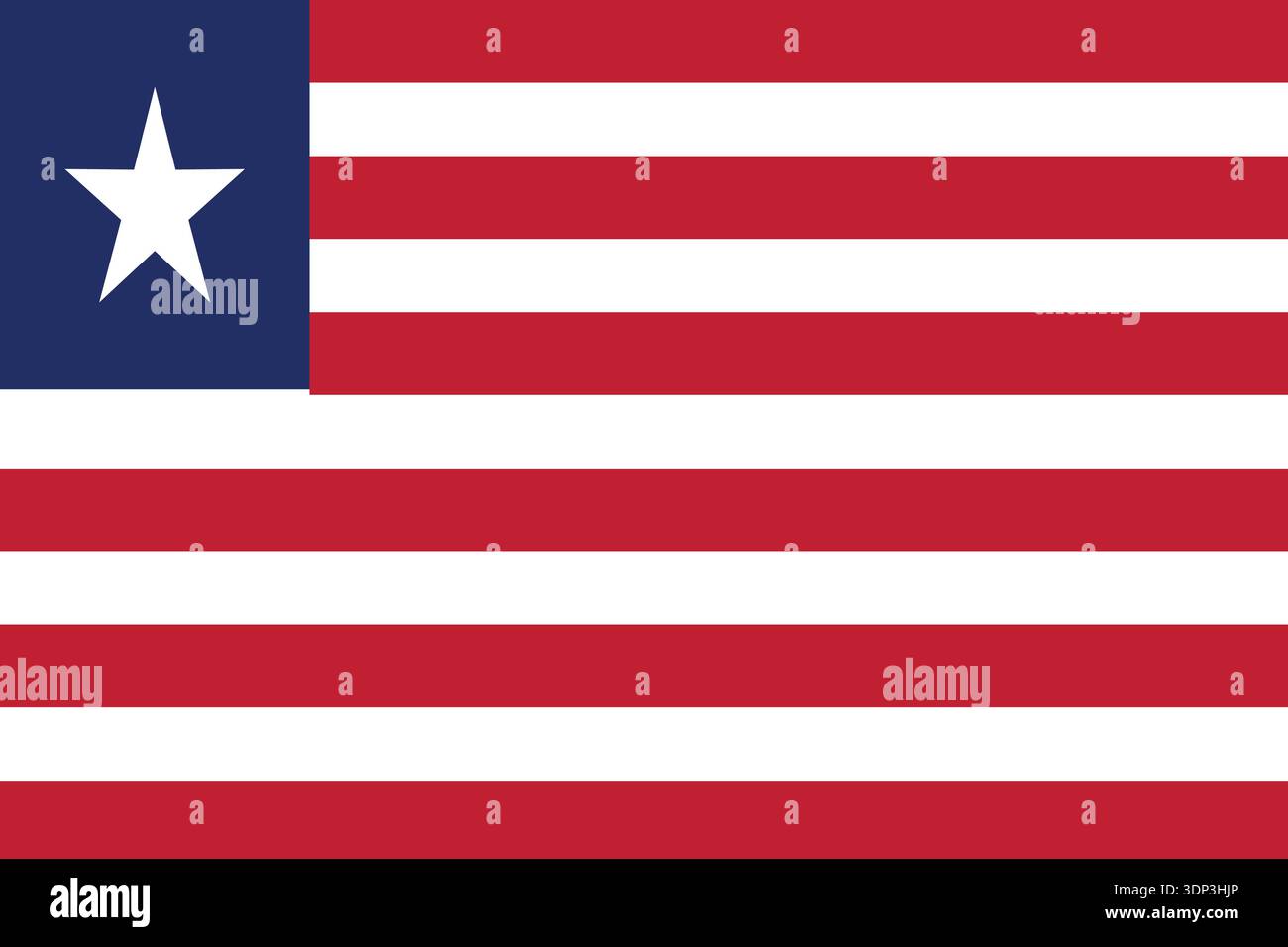 Flache Vektor-Illustration der Nationalflagge von Liberia. Geeignet für pädagogische und redaktionelle Zwecke. Stock Vektor