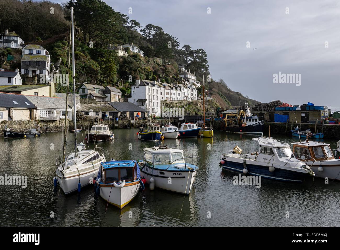 Polperro Harbour an der South Cornwall Coast Stockfoto