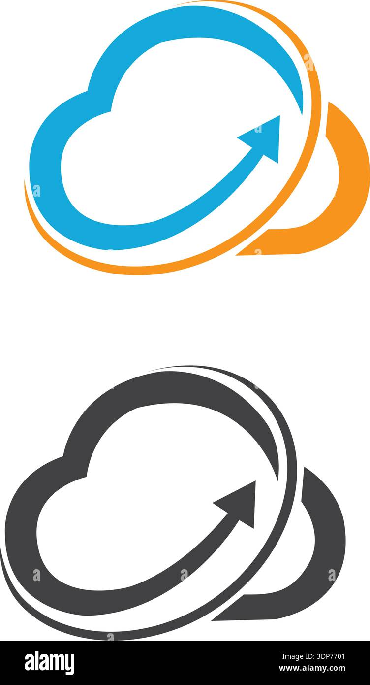 Symbol zum Herunterladen und Hochladen in der Cloud. Mit Pfeil zum Hochladen und Herunterladen der Cloud. Symbol Vektorsymbol herunterladen Stock Vektor