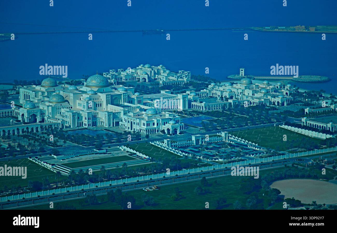 Vereinigte Arabische Emirate, Abu Dhabi, Luftaufnahme, Qasr Al Watan, Palast der Nation, Stockfoto