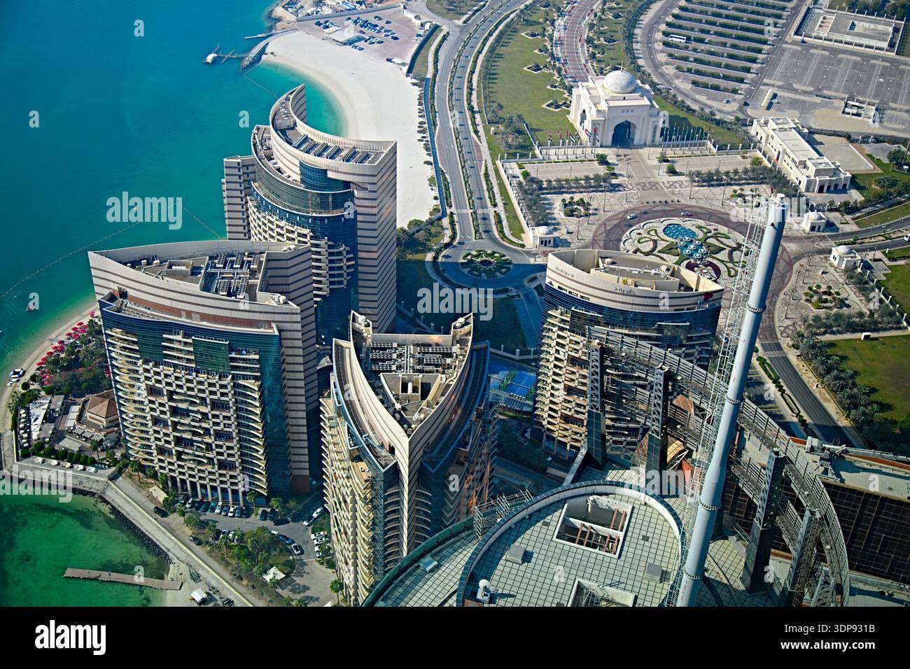 Vereinigte Arabische Emirate, Abu Dhabi, aus der Luft, moderne Architektur, Stockfoto