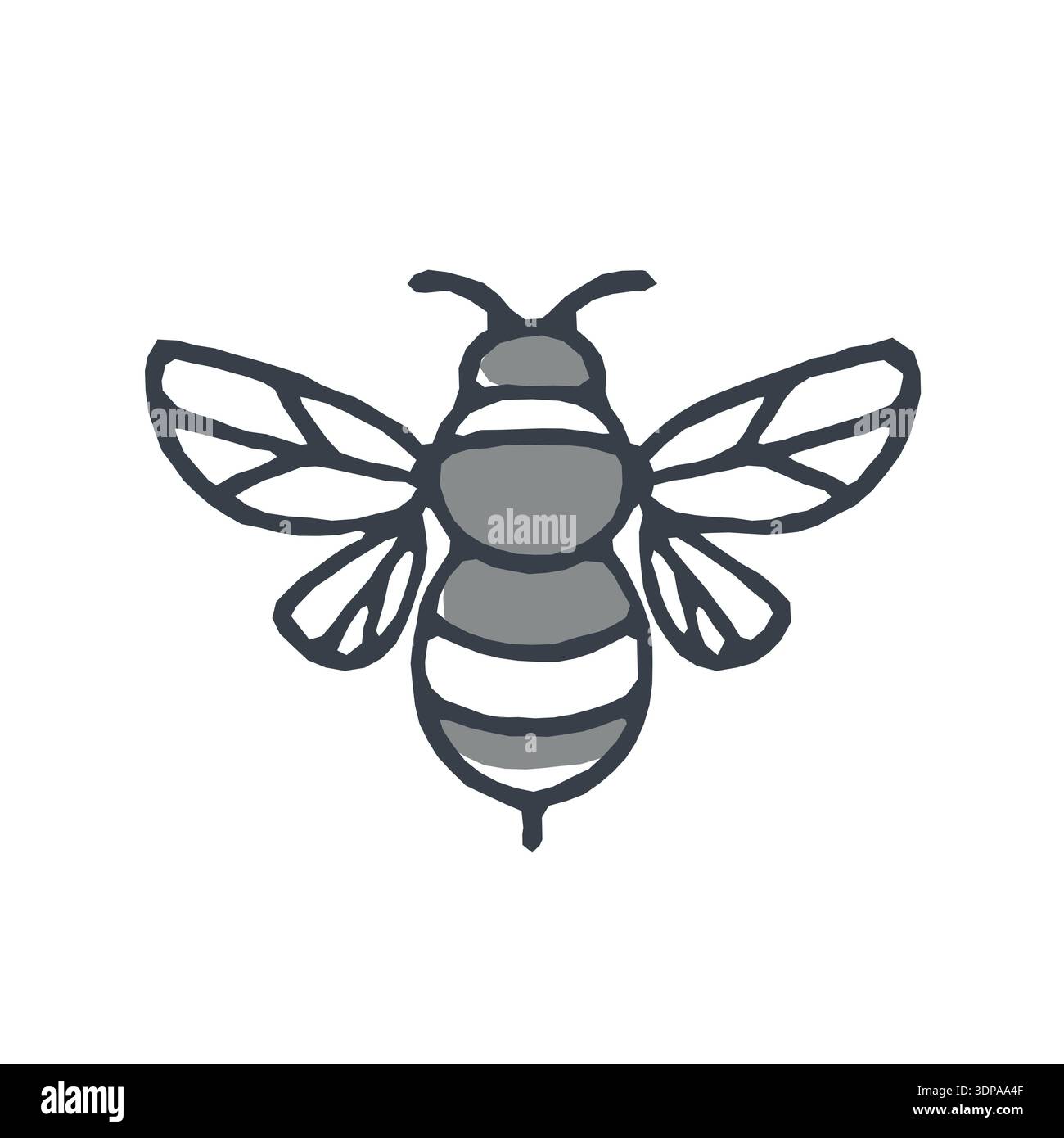 Mono-Linie Ikonenbild einer Hummel oder Hummel, ein Mitglied der Gattung Bombus, Teil von Apidae auf isoliertem weißem Hintergrund Stockfoto