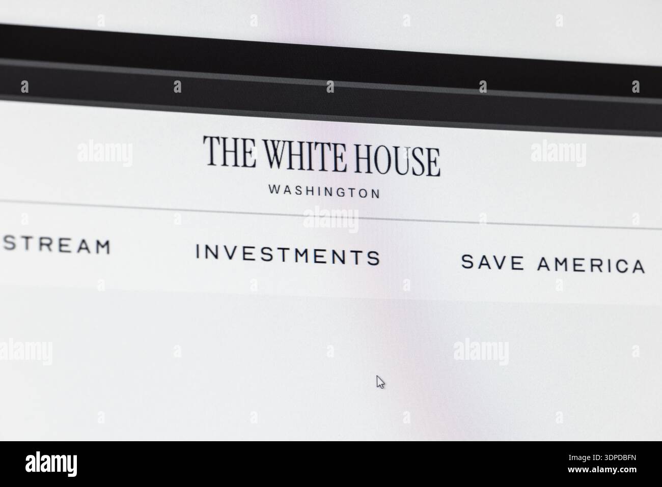 Computerbildschirm mit der Website des Weißen Hauses der Vereinigten Staaten in Balykchy, Kirgisistan, 13. Februar 2026 Stockfoto