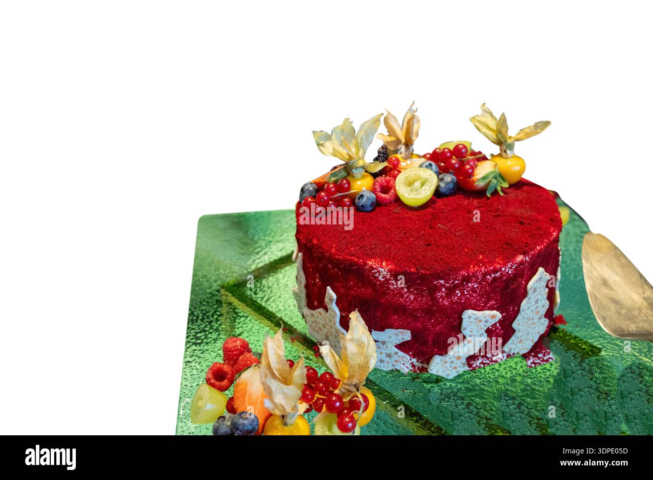 Gestanzt aus elegantem Kuchen und Törtchen für festliche weihnachten und Neujahr auf weiß isoliert. Stockfoto