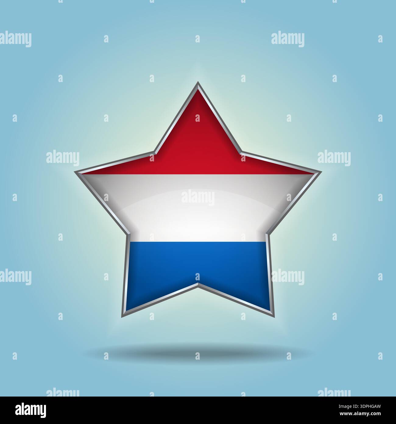 Niederlande Flaggenstern glänzend. Isoliert auf Hintergrund mit Farbverlauf Stock Vektor