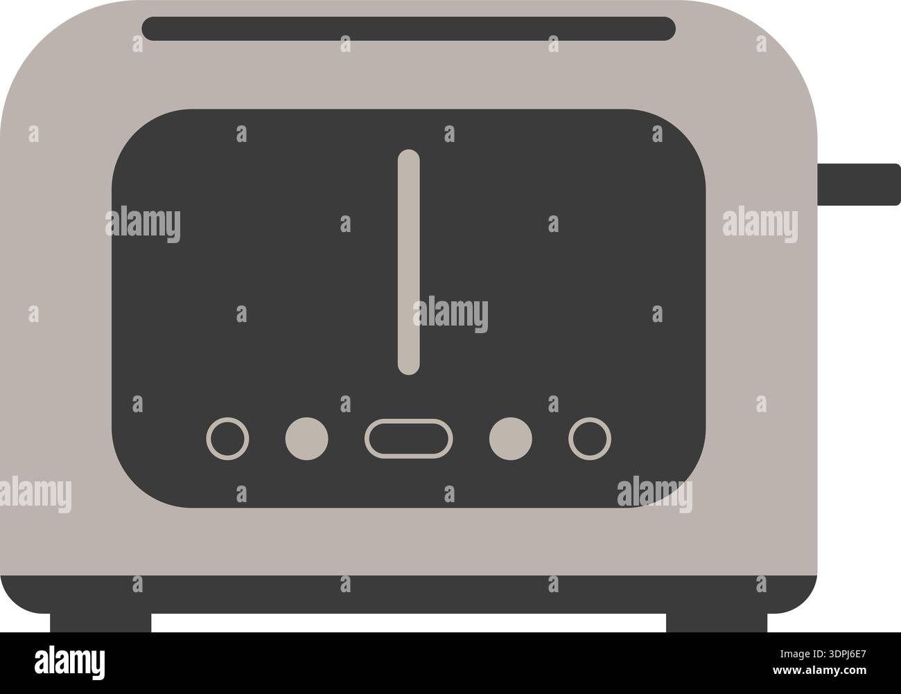 Flache Abbildung eines Toasters mit zwei Schlitzen und Bedienknöpfen auf der Vorderseite Stock Vektor