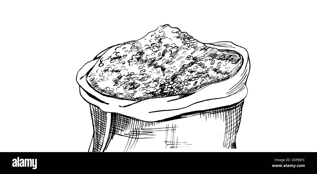 Eine Tüte voller Kaffeebohnen. Realistische Vektorillustration zum Thema Kaffee für Produktdesign, Innendekoration, Verpackung, Poster Stock Vektor