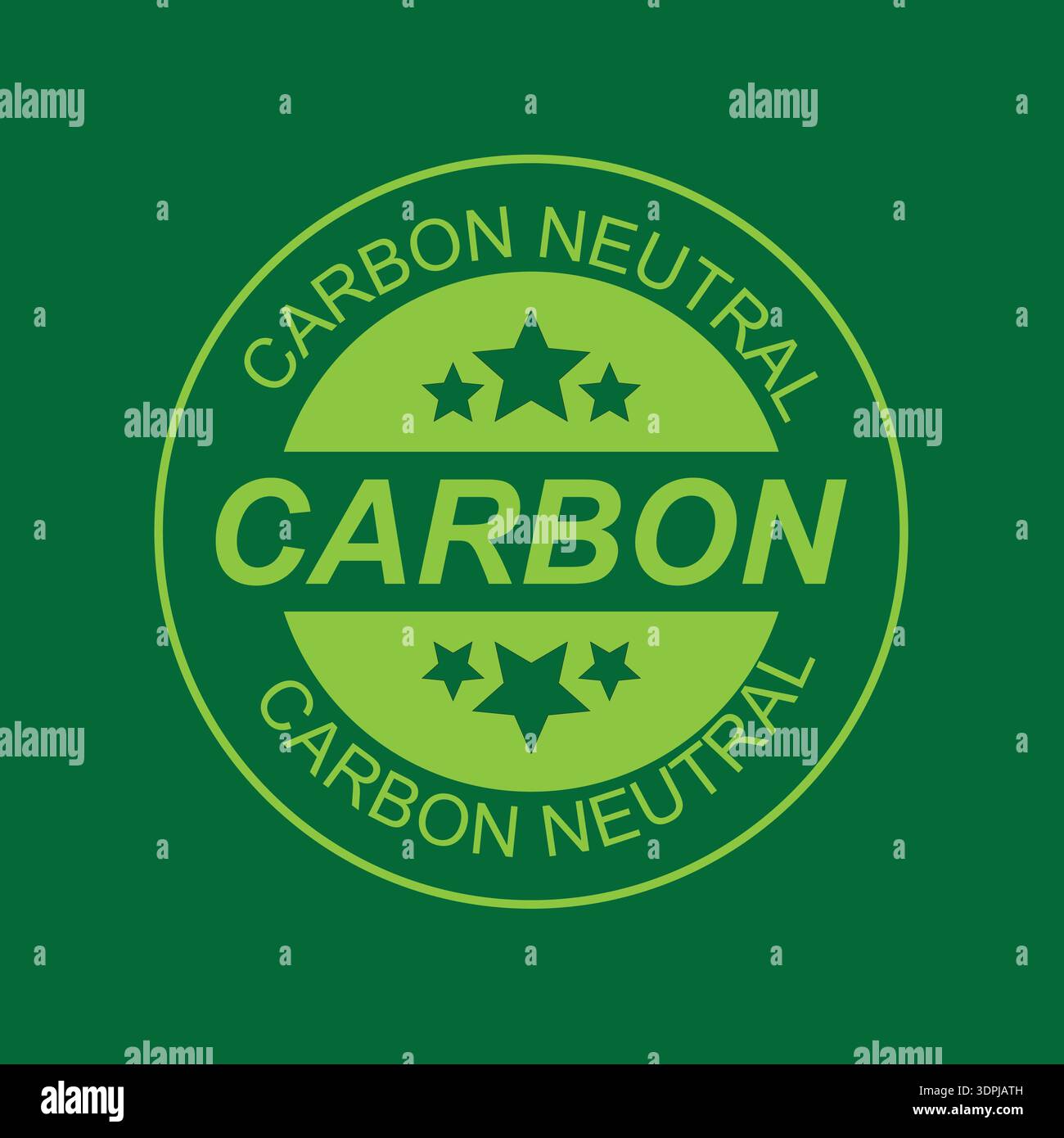 CO2-neutrale runde Zertifizierungsabzeichen mit umweltfreundlichen Sternen Stock Vektor