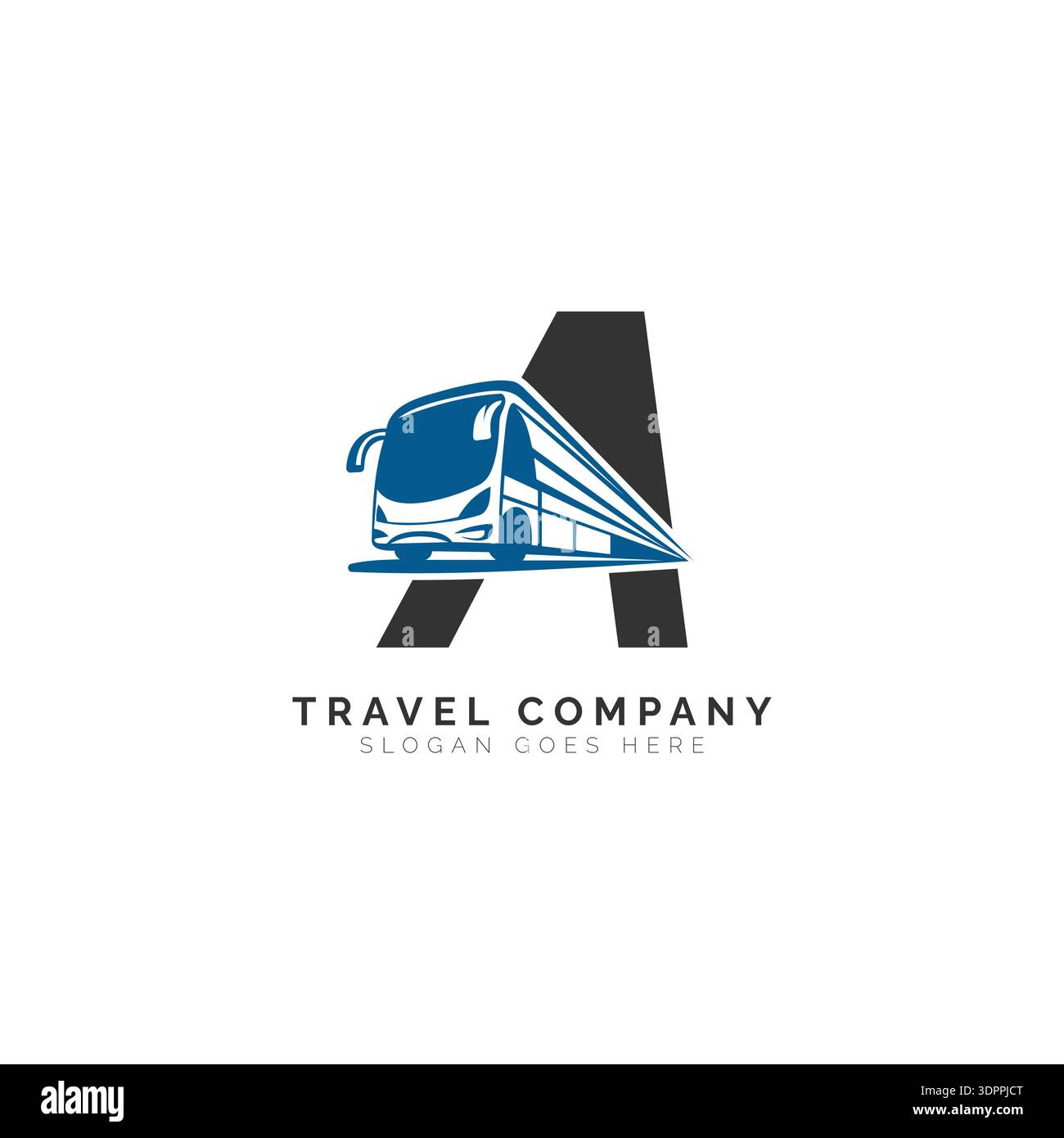 Buchstaben Ein Logo mit Bus-Illustration. Alphabet A Icon Reise- und Transportdesign Stock Vektor