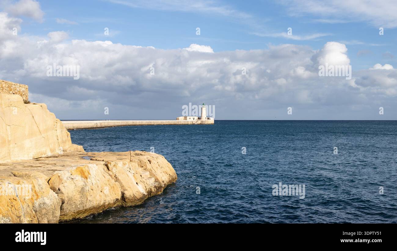 St. Elmo Leuchtturm in Valletta Malta Stockfoto