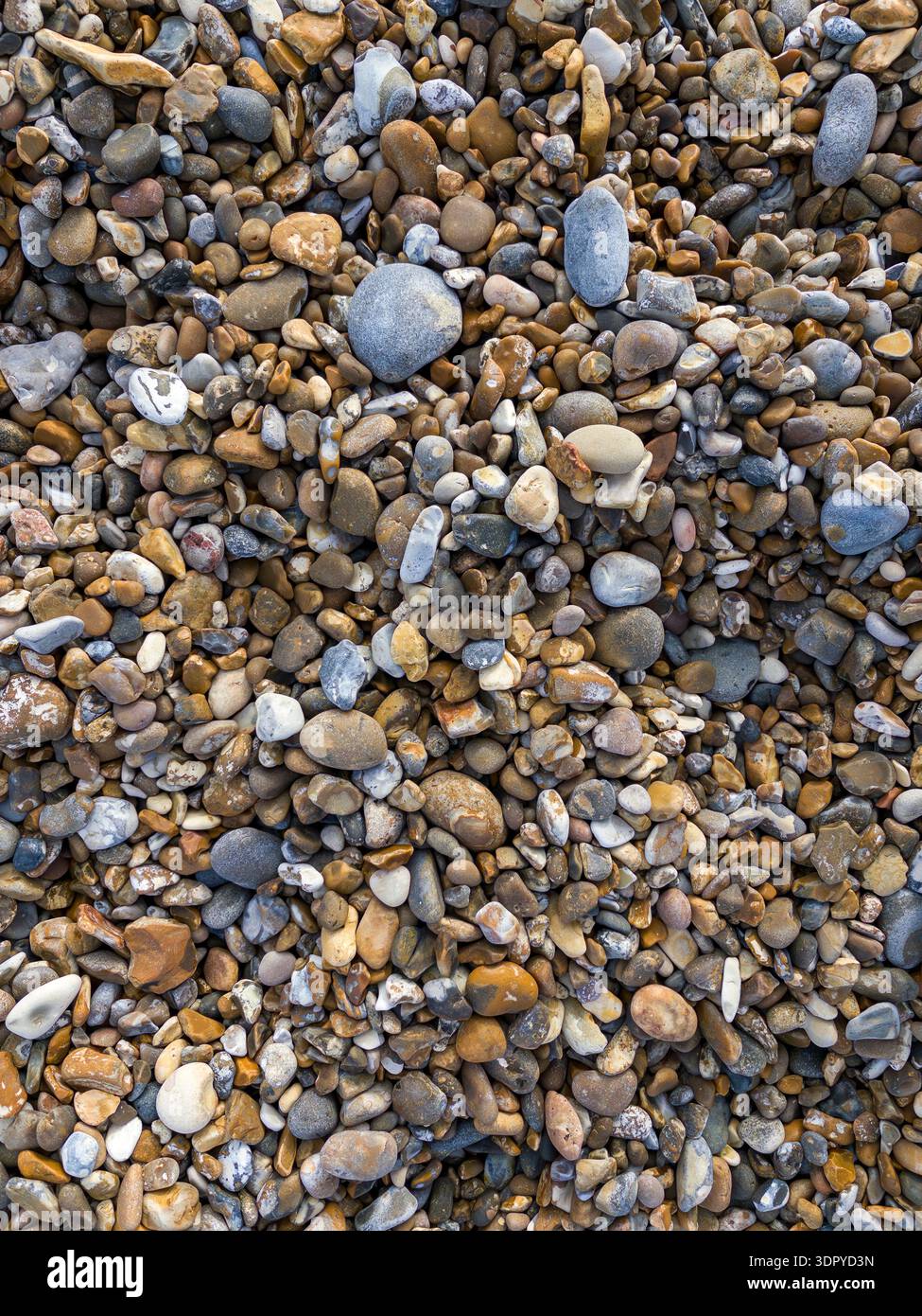 Ein Foto von einem kleinen Kieselstrand Stockfoto