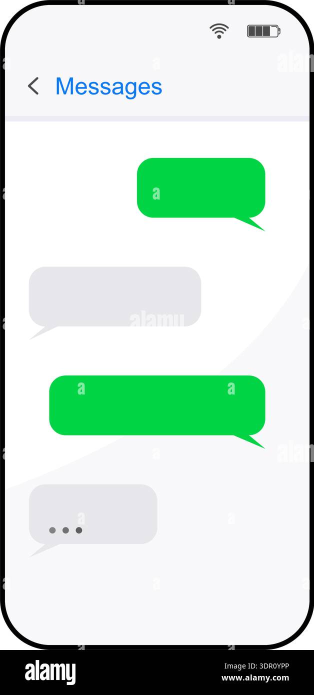 Modell eines generischen Mobiltelefons oder Mobiltelefons mit leeren Textnachrichten-Blasen im Vektor Stock Vektor