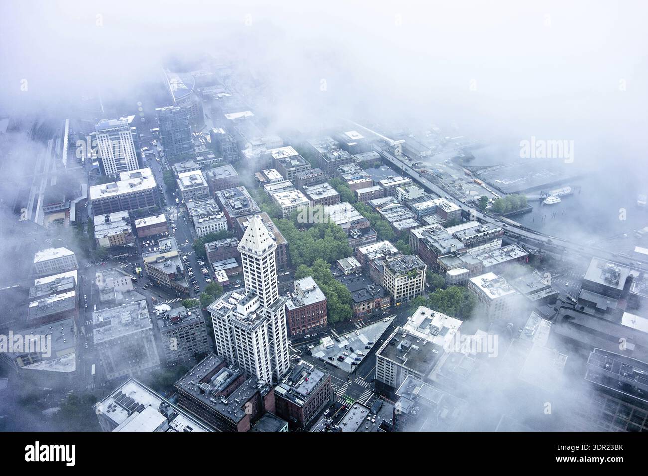 Blick aus der Vogelperspektive über seattle washington Stockfoto