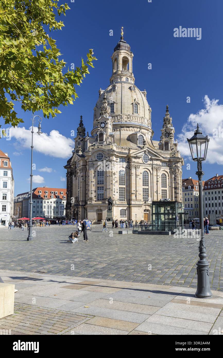 Kirche unserer Lieben Frau und Neumarkt in Dresden, Sachsen, Deutschland Stockfoto
