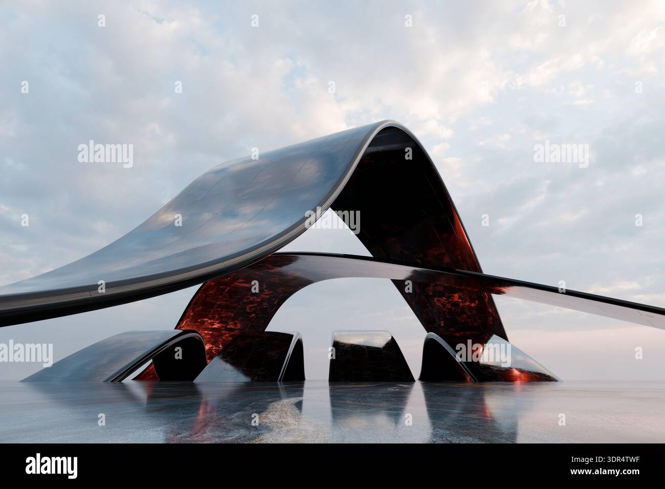 Futuristische Bögen und Spannbögen. 3D-Rendering Stockfoto