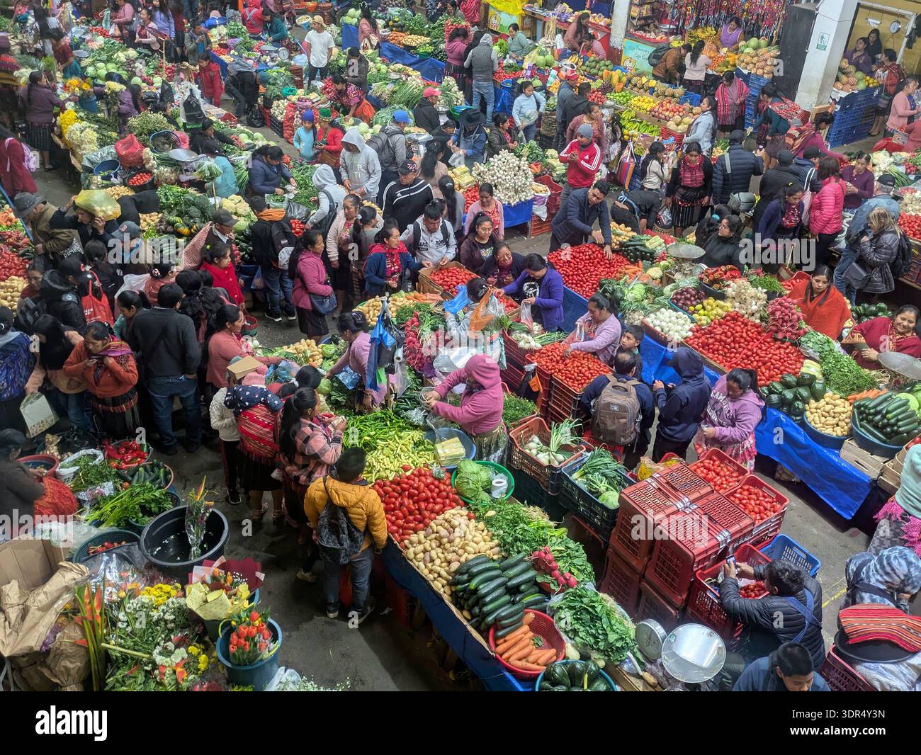 chichicastenango Lebensmittelmarkt von oben Stockfoto