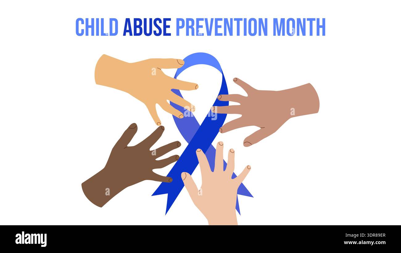 Kindermissbrauch Prävention Monat April Awareness Safe. Für Kampagnen, Poster, soziale Medien und Bildungswebsites. Vektorabbildung. Stock Vektor