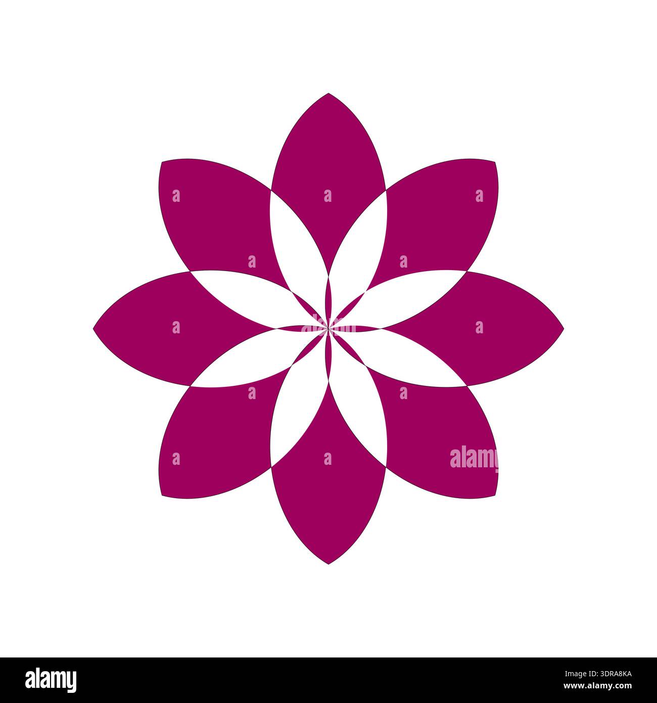 Abstraktes Blumenschmuck. Dekorative radiale Vektorform. Schwarzes Strichmuster. Geometrisches Mandala-Symbol. Stock Vektor