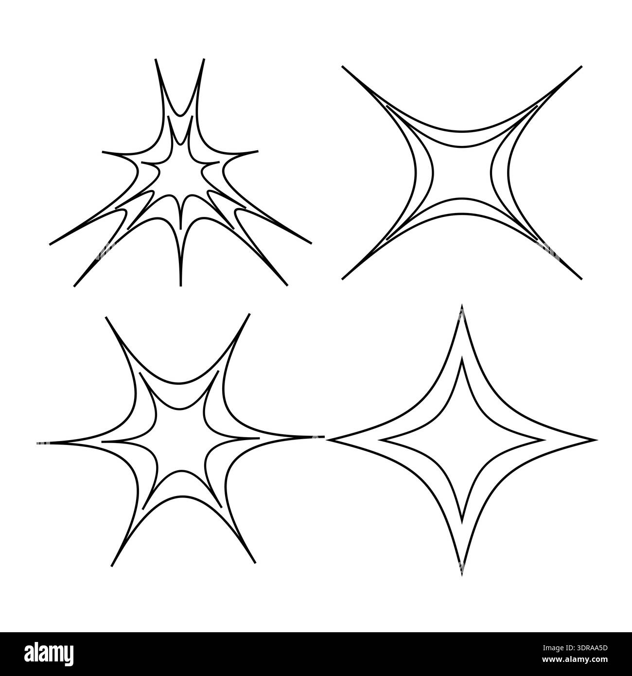 Leuchtende Symbole. Szintilling blinkt Vektor. Effulgent Flare Collection. Glänzende Lichtkonturen. Stock Vektor