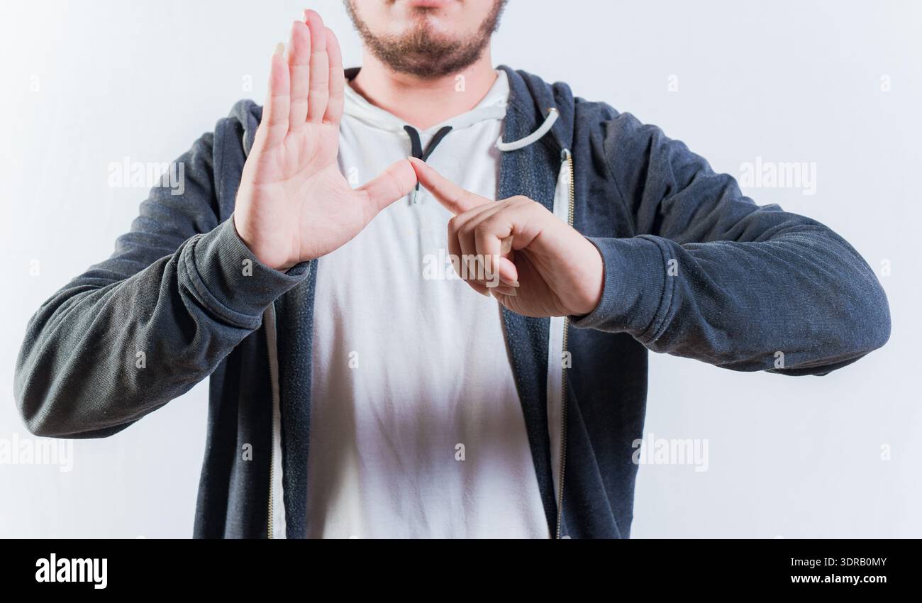 Gebärdensprache Gestenkonzepte. Leute sprechen isoliert in Gebärdensprache Stockfoto