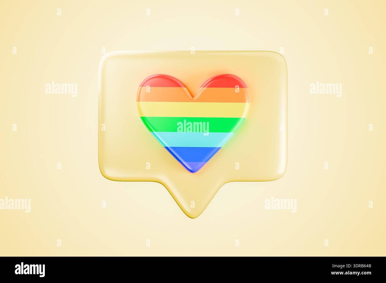 Beigefarbenes Symbol für eine Herzblase mit Stolz für minimalistisches soziales Design Stockfoto