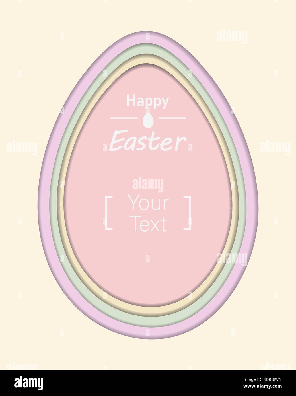 Minimalistisches flaches Design mit farbenfrohen Lagen „Happy Easter“-Schriftzug und Kopierraum. Vektor-Illustration Ostergruß- oder Werbematerial Social Media Vorlage, Gruß, Flyer Stock Vektor