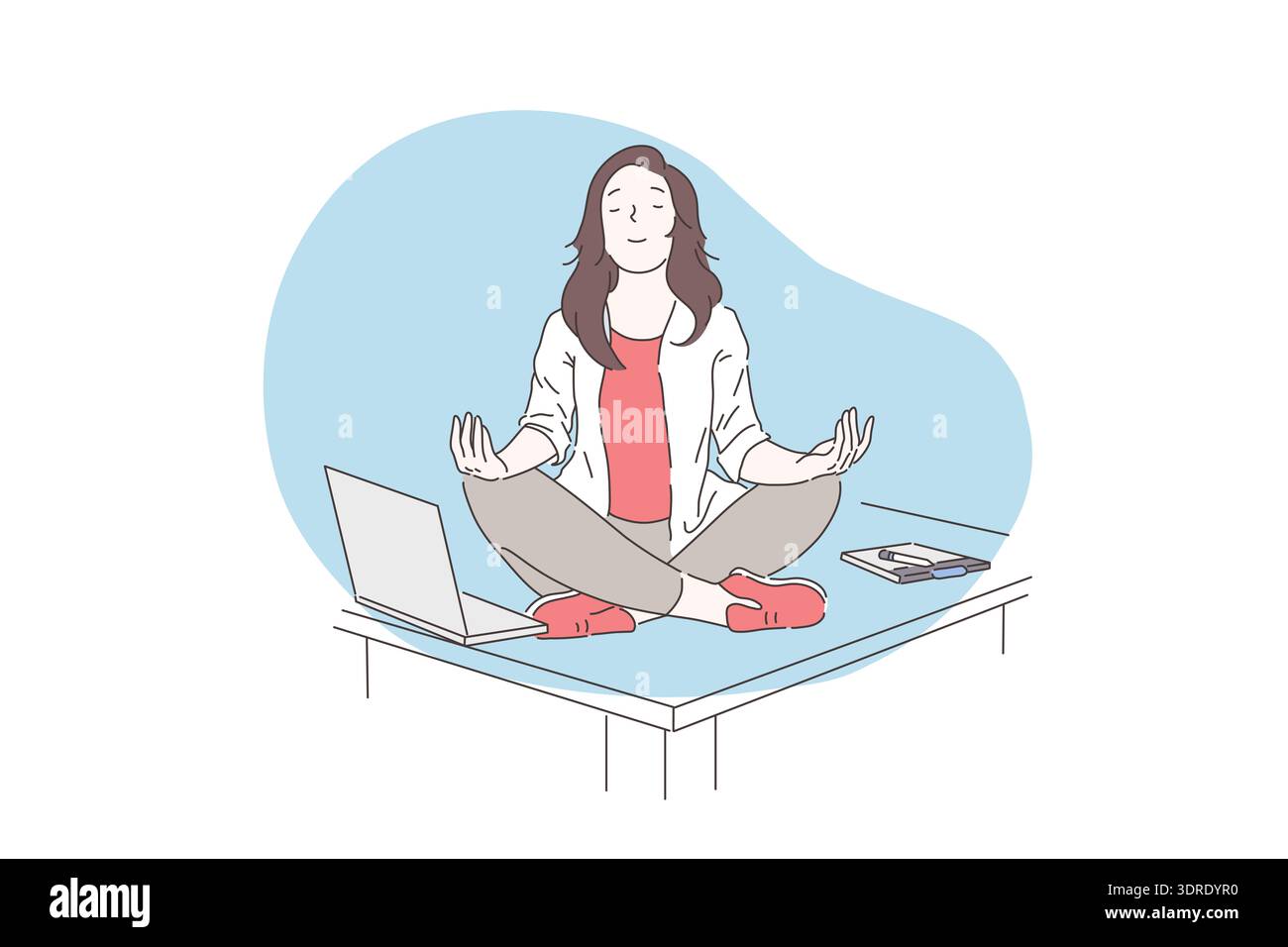 Achtsamkeit, Meditation, psychische Gesundheitskonzepte. Stockfoto