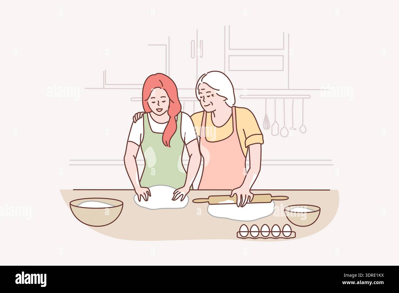 Familie, Mutterschaft, Kochen, Erholung, Freizeit, Love-Konzept Stockfoto