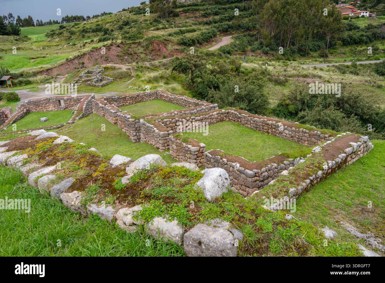 Antike Inka-Festung von Puca Pucara, in der Nähe von Cusco, Peru Stockfoto