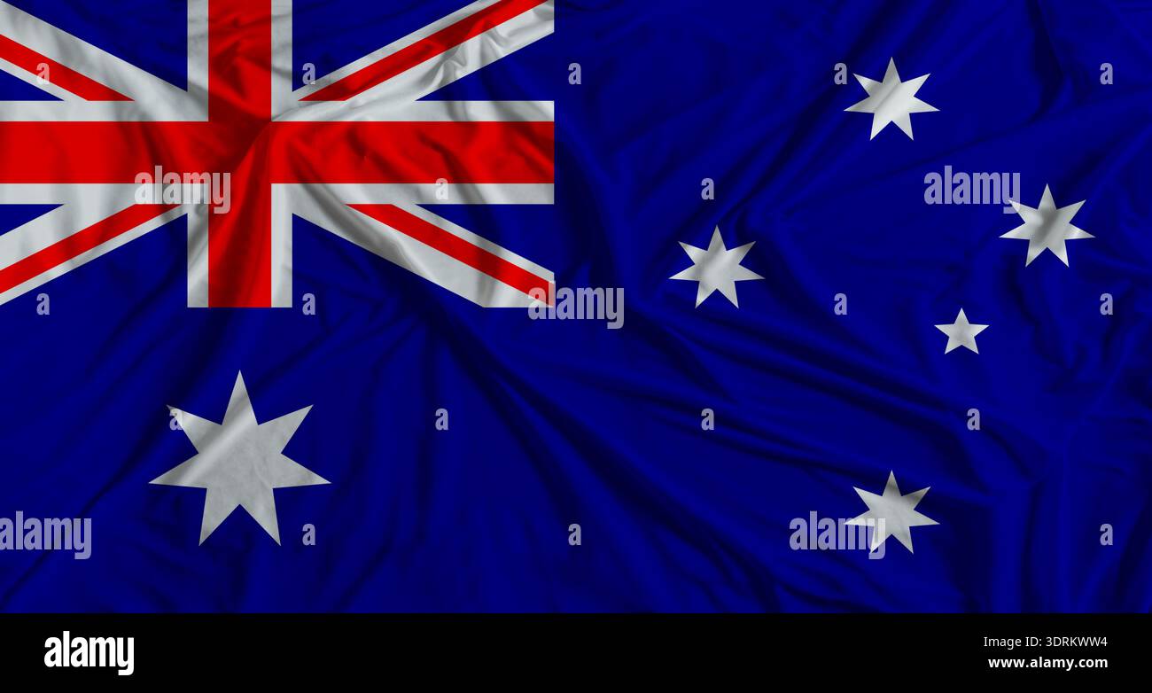 Australische Flagge mit Textur Hintergrund. Nationalflagge von Australien Stockfoto