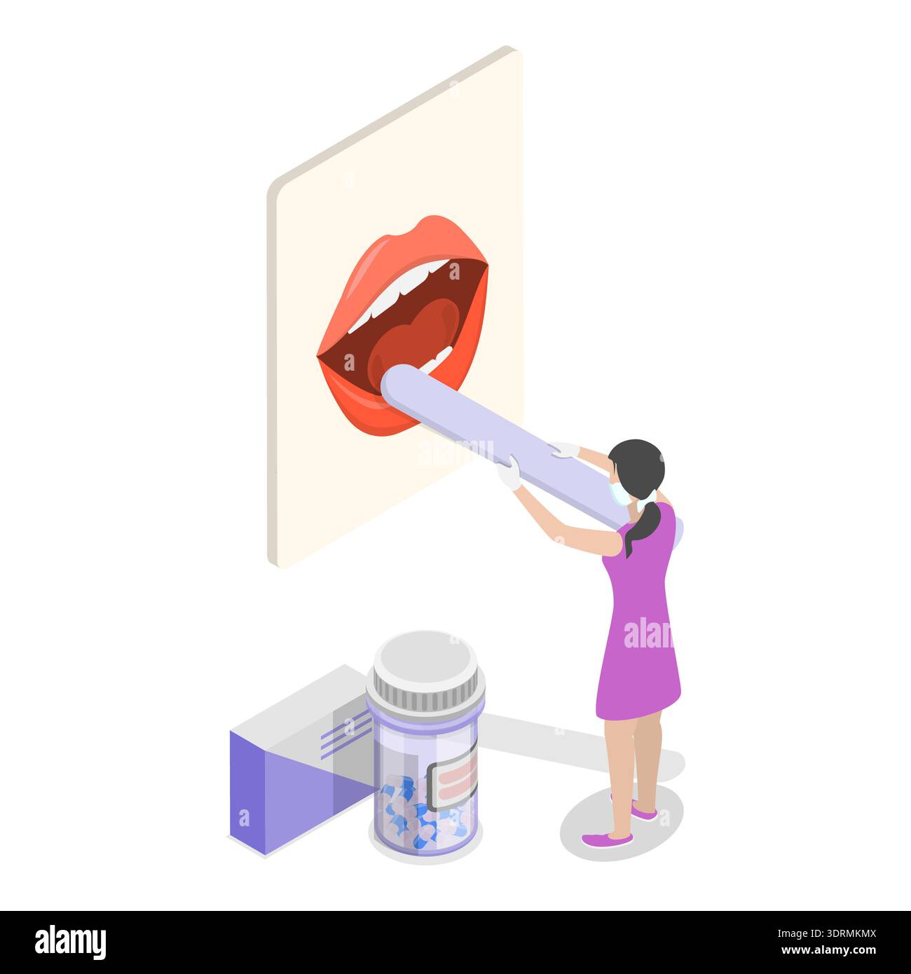 3D Isometrischer Flachvektor-Illustration der Hals- und Ohrenheilkunde Stockfoto