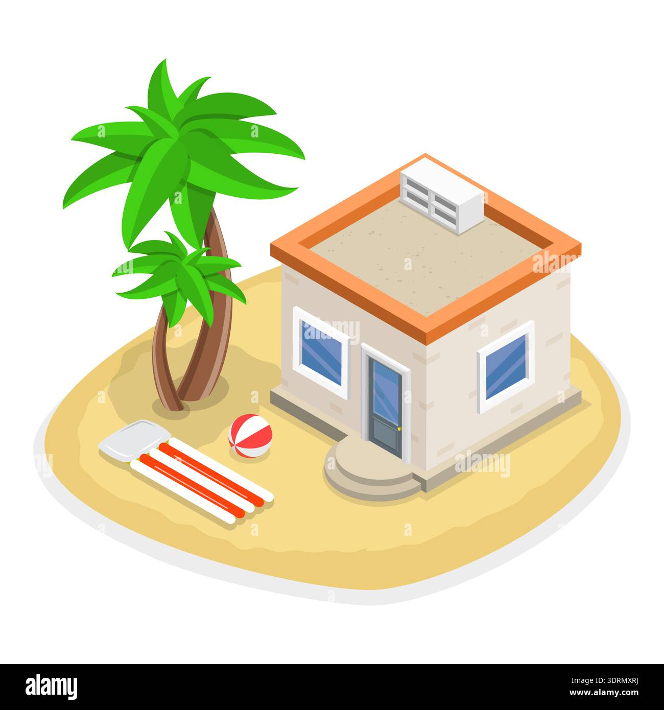 3D Isometrischer flacher Vektor Set von Bungalows Stockfoto