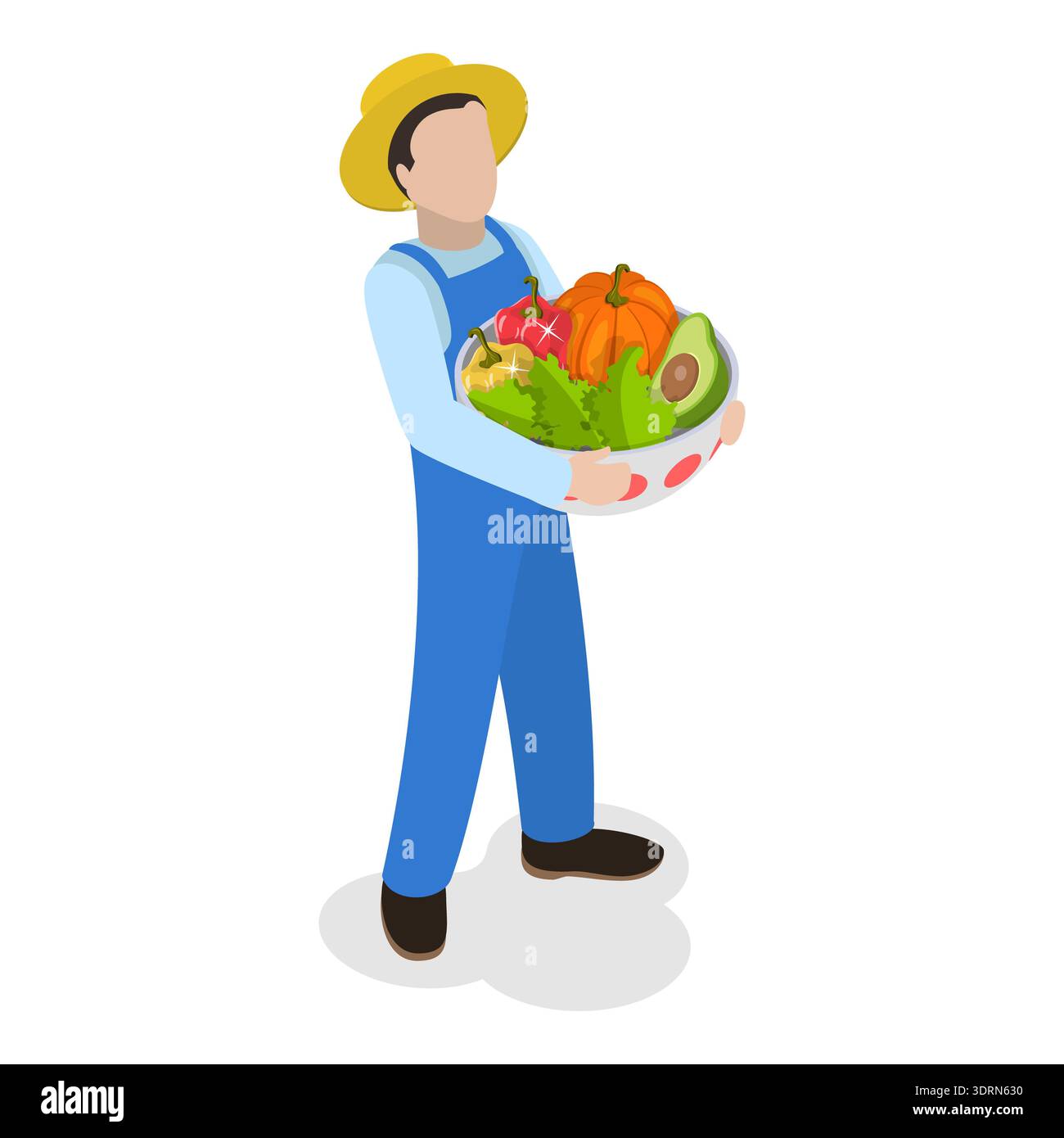 3D Isometrischer Flachvektorsatz von Landwirten Stockfoto