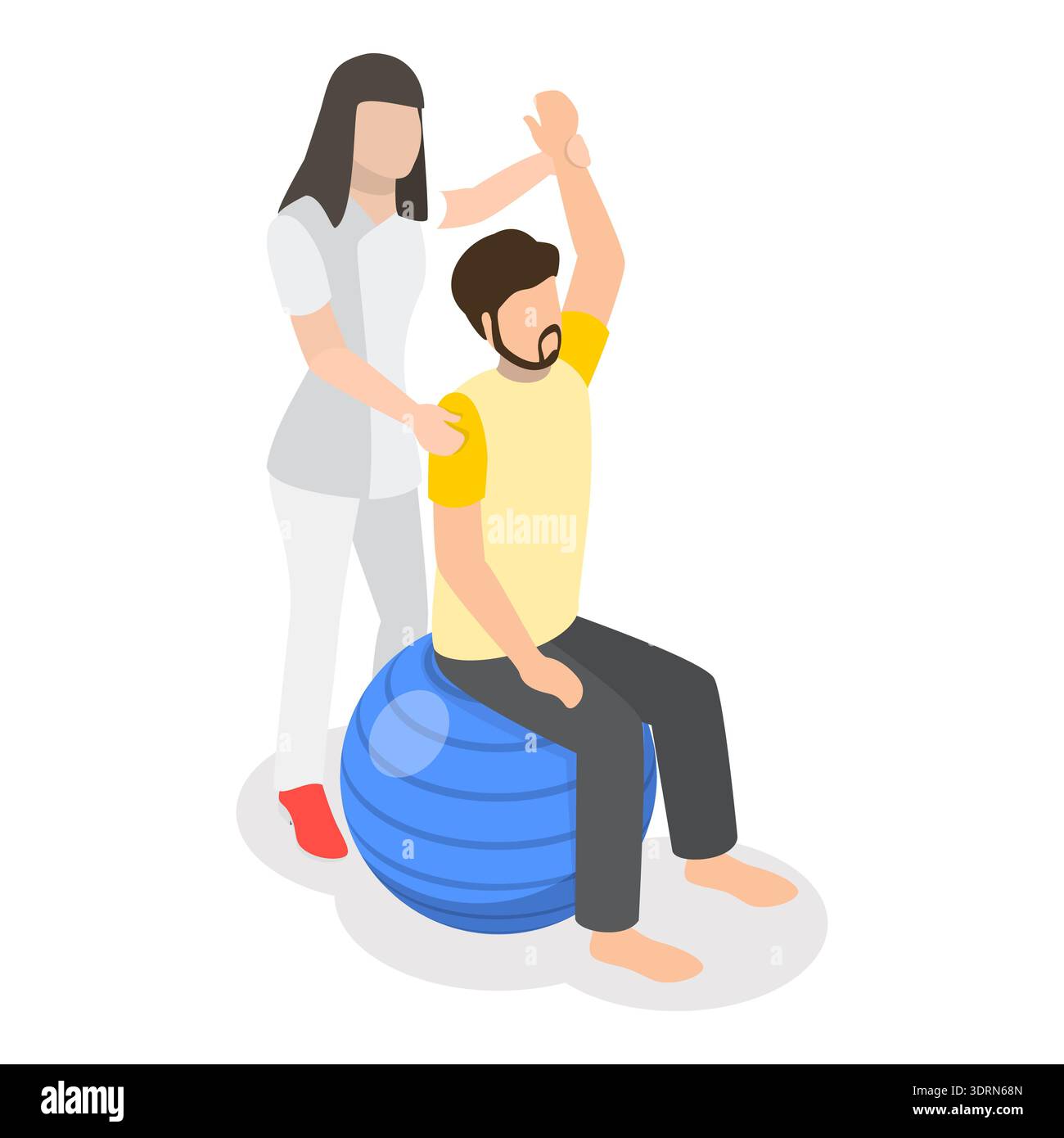 3D Isometrischer Flachvektor konzeptuelle Illustration eines Physiotherapeuten Stockfoto