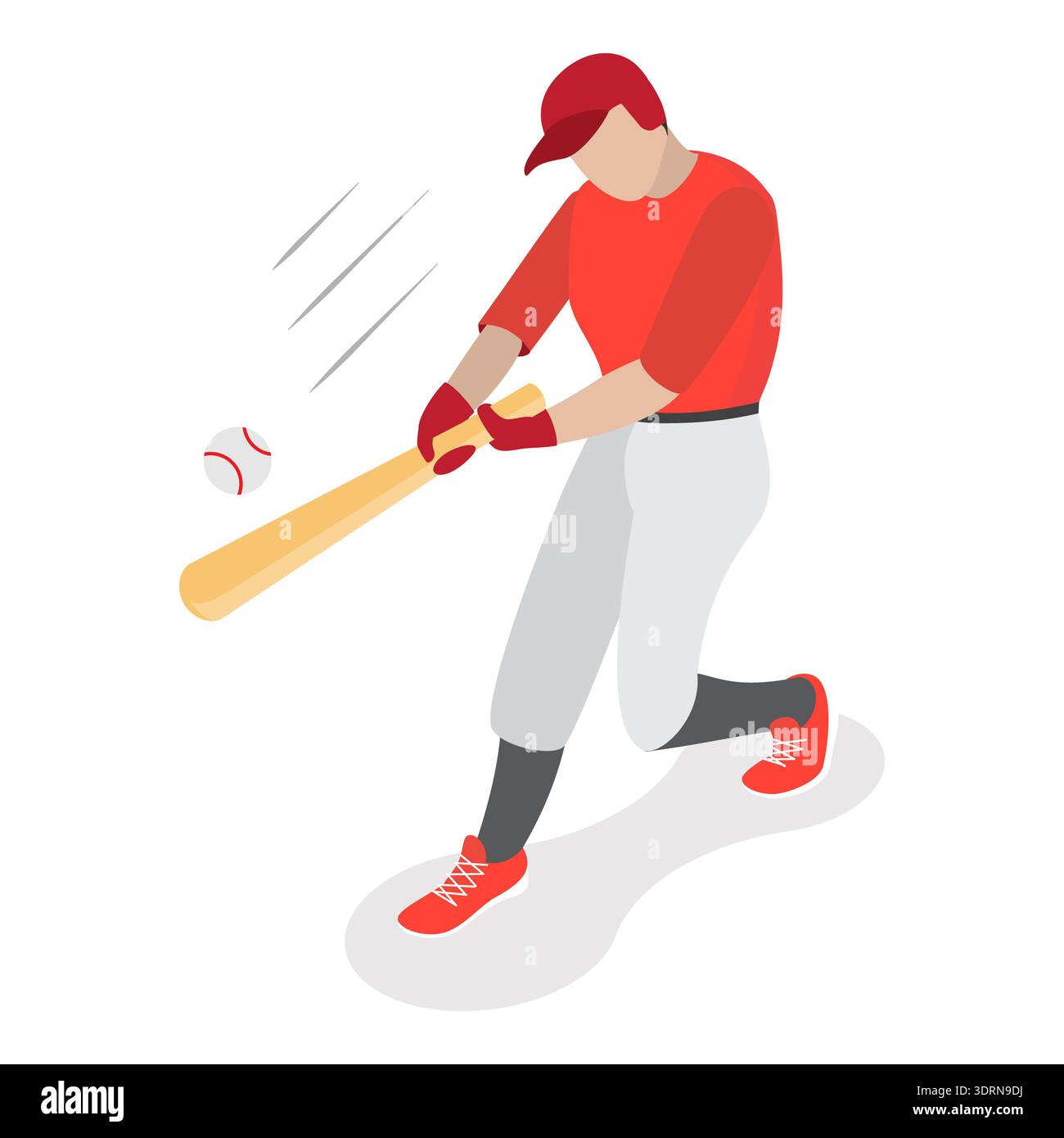 3D Isometrischer flacher Vektor Set von Baseballspielern Stockfoto