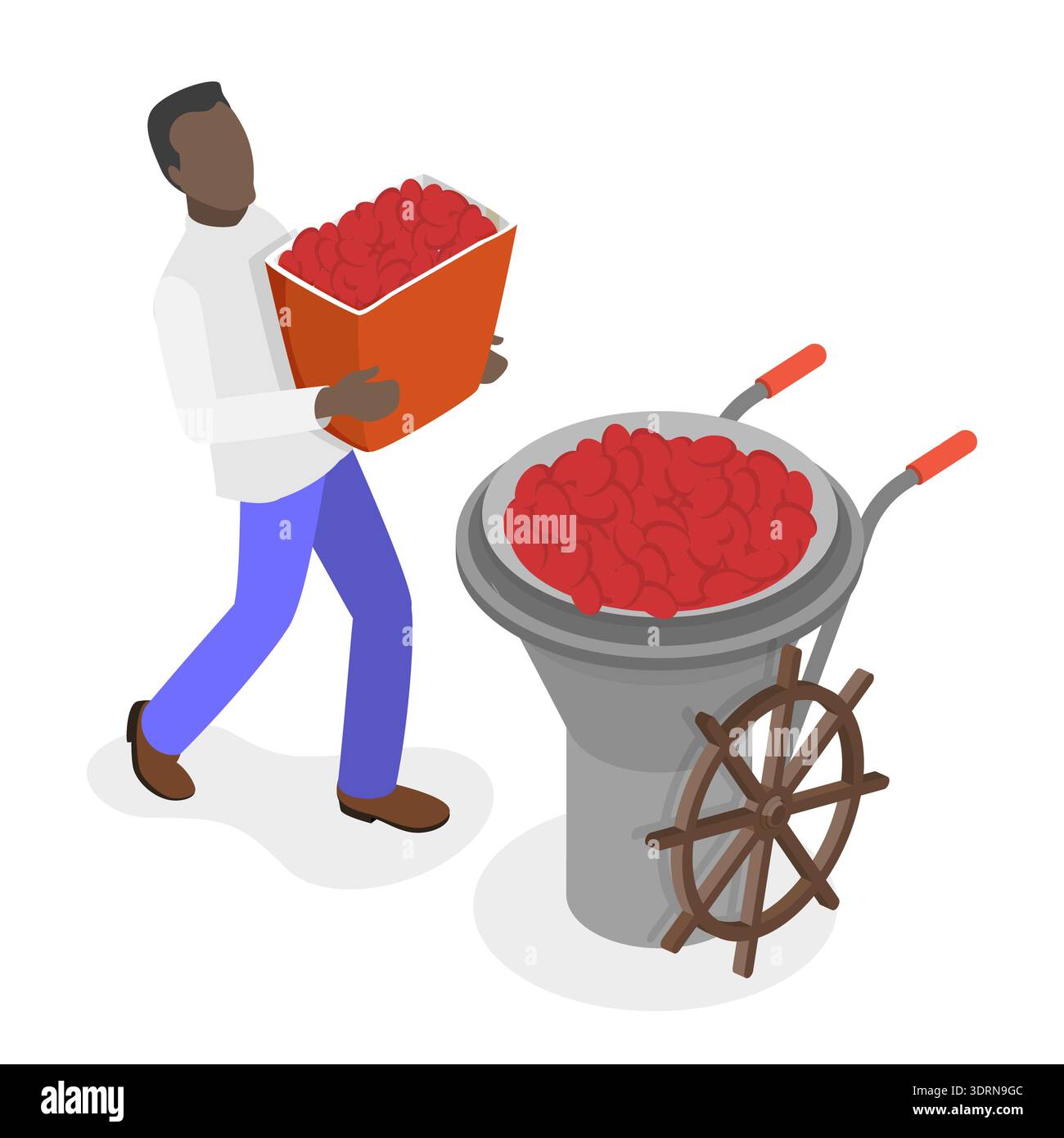 3D Isometrischer flacher Vektor konzeptuelle Illustration der Kaffeeplantage Stockfoto