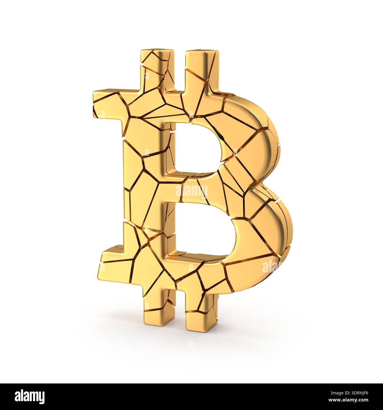 Cracked Bitcoin Symbol Kryptowährung Konzept Stockfoto